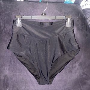 Aerie crossover full coverage black bikini bottoms
